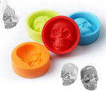 Hộp đá bếp silicone thực phẩm hình sọ người sáng tạo khuôn viên đá whiskey, hình chân mèo (Đỏ), hình sọ người (Xanh dương), hình sọ người (Xanh lá), hình sọ người (Cam)