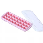 Khay làm đá silicone sáng tạo 24 ô, khuôn viên đá lớn có nắp, màu hồng nhạt, xanh da trời, xanh bạc hà