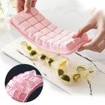 Khay làm đá silicone sáng tạo 24 ô, khuôn viên đá lớn có nắp, màu hồng nhạt, xanh da trời, xanh bạc hà