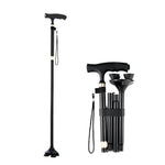 TBS-009 Nạng bốn chân gấp gọn cho người già, hợp kim nhôm nhẹ và đa năng, nạng chống trượt có đèn, TBS-009 (Đen), TBS-009 (Nâu)