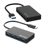 Cáp chuyển đổi USB 4 cổng KYTC47 tốc độ cao, trạm kết nối USB đa giao diện HUB, USB 3.0 màu đen, Type-C màu đen