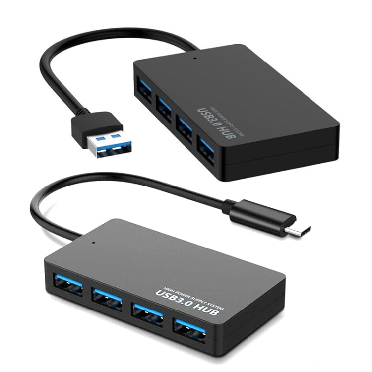Cáp chuyển đổi USB 4 cổng KYTC47 tốc độ cao, trạm kết nối USB đa giao diện HUB, USB 3.0 màu đen, Type-C màu đen