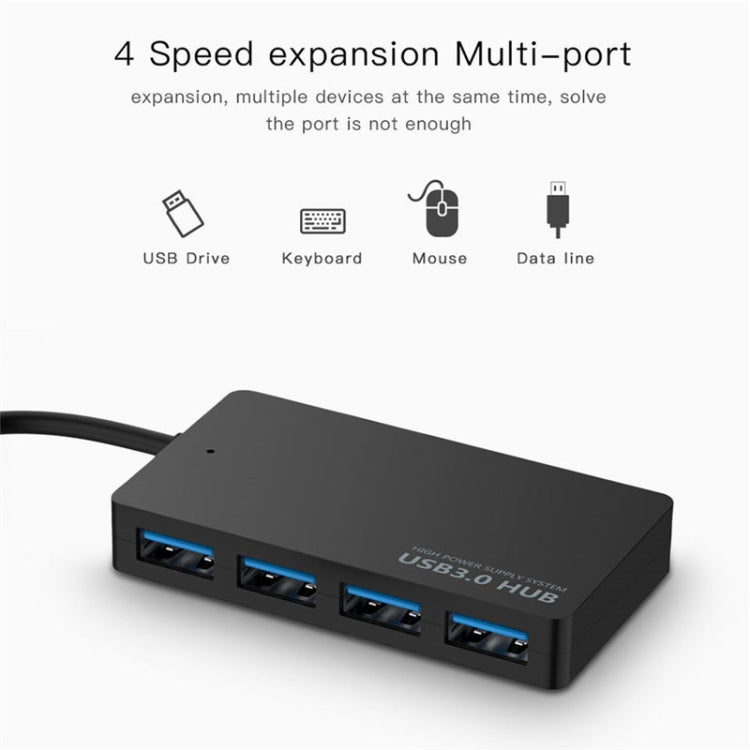 Cáp chuyển đổi USB 4 cổng KYTC47 tốc độ cao, trạm kết nối USB đa giao diện HUB, USB 3.0 màu đen, Type-C màu đen