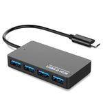 Cáp chuyển đổi USB 4 cổng KYTC47 tốc độ cao, trạm kết nối USB đa giao diện HUB, USB 3.0 màu đen, Type-C màu đen
