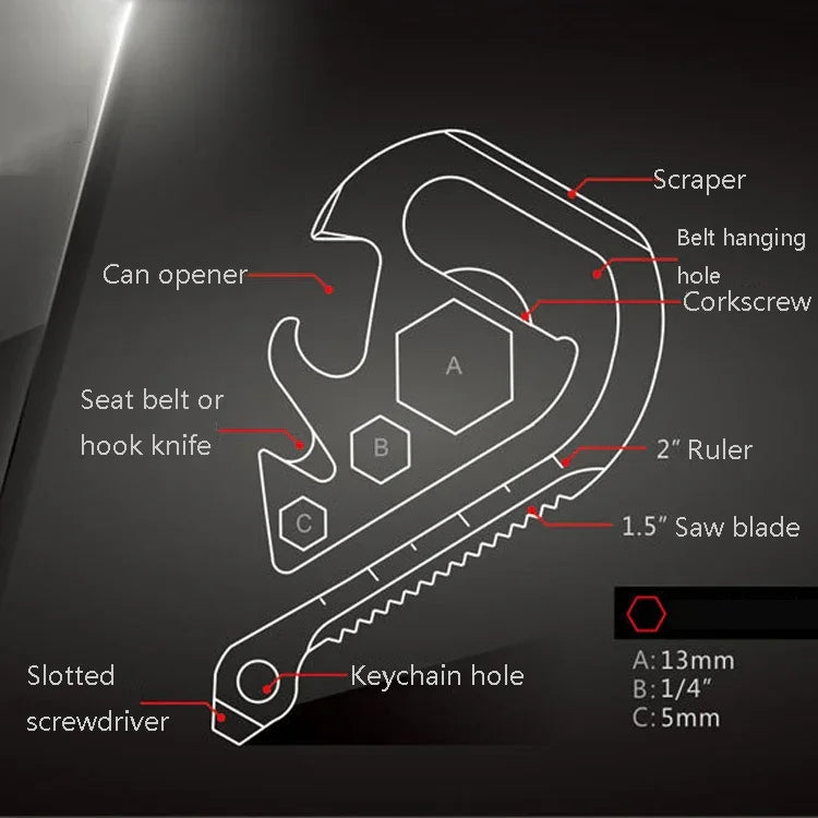 Dụng cụ khẩn cấp đa năng móc khóa EDC ngoài trời, dụng cụ khẩn cấp EDC