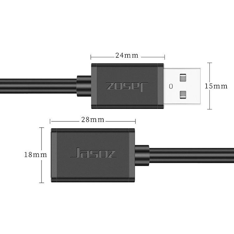 Cáp nối dài dữ liệu lõi đồng không oxy USB đực sang cái Jasoz, màu: đen 0.5m, đen 0.5m, đen 1m, đen 1.5m, đen 2m, đen 3m, đen 5m, xanh đậm 0.5m, xanh đậm 1m, xanh đậm 1.5m, xanh đậm 2m, xanh đậm 3m, xanh đậm 5m, đen 8m
