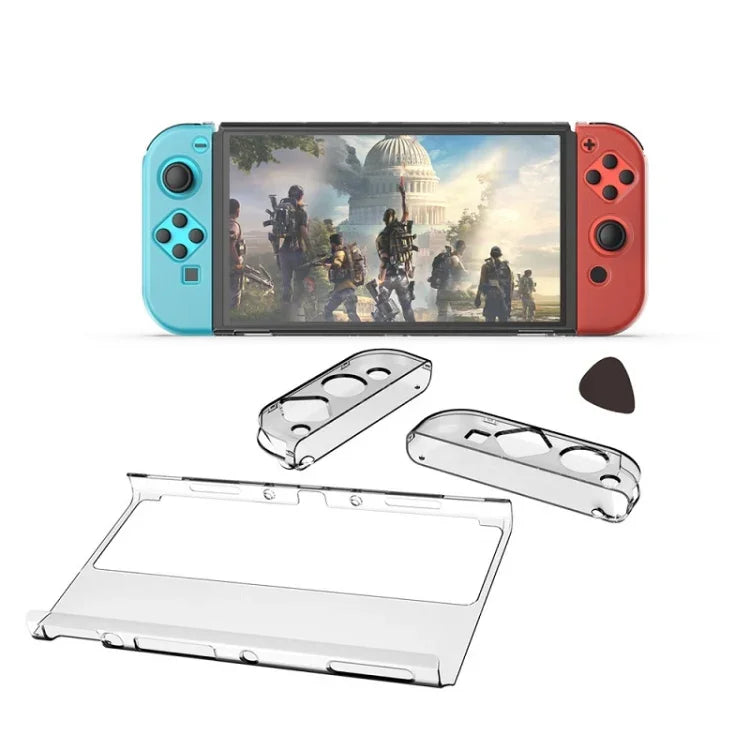 DOBE Bộ bảo vệ tay cầm chủ + Tay cầm trái và phải vỏ bảo vệ chống rơi trong suốt cho Switch OLED, TNS-1133B(Màu trong suốt)