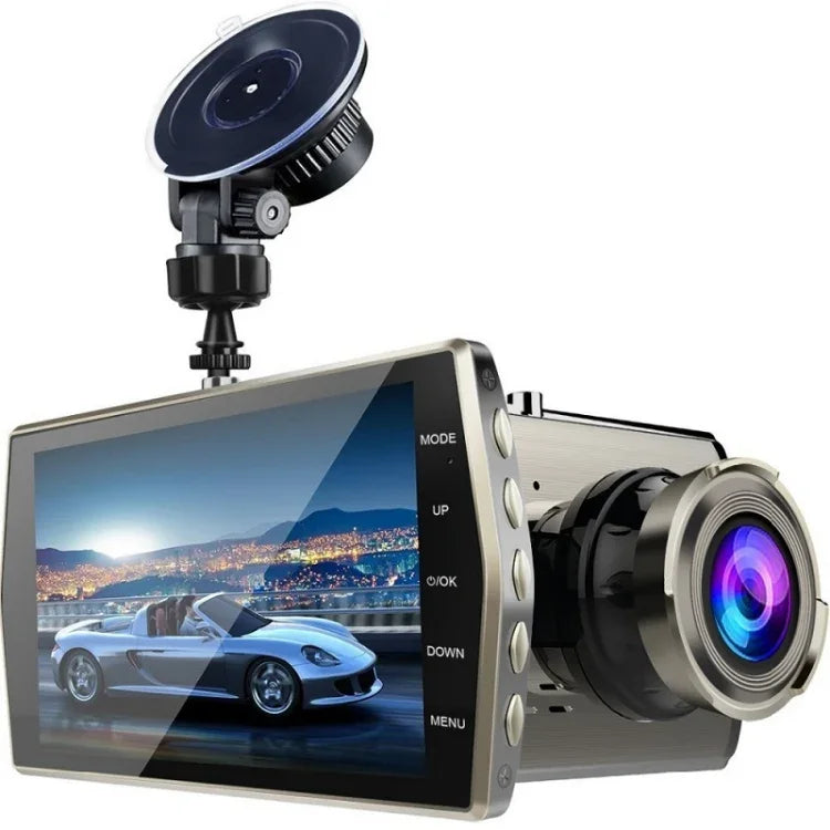 Máy ghi hình lái xe trước và sau với ống kính kép 4 inch HD 1080P có tầm nhìn ban đêm, 1080P
