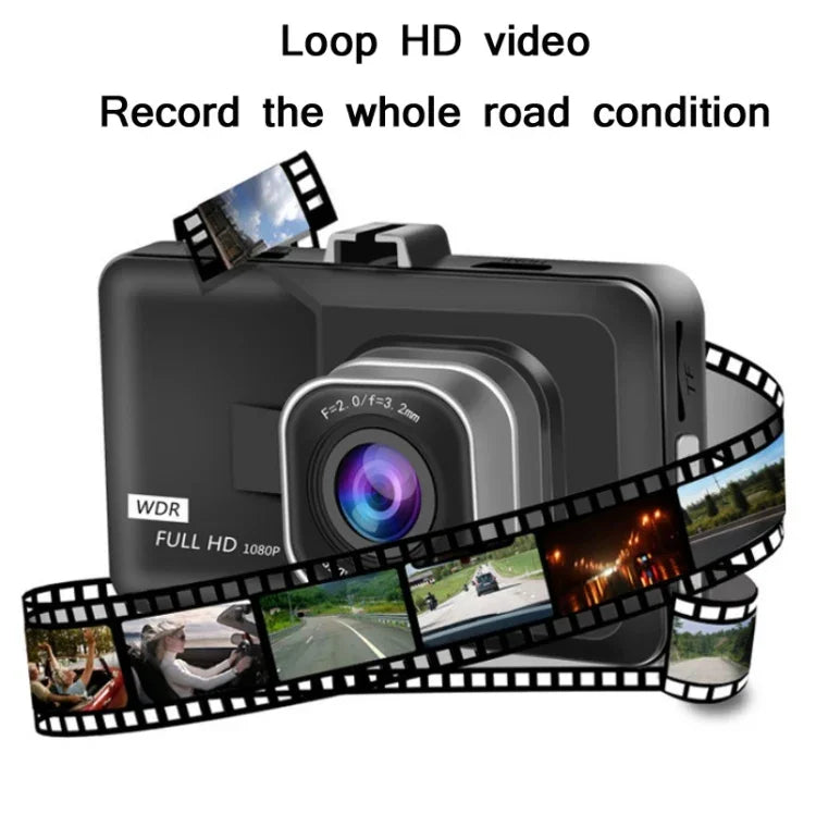 Máy ghi hình lái xe góc rộng HD 1080P 3.0 inch với hình ảnh lùi, Thông số kỹ thuật: Ghi hình đơn độ phân giải bình thường (Màu đen)