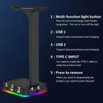 Giá đỡ tai nghe RGBD9 RGB đổi màu, giá đỡ tai nghe chơi game có cổng USB kép, RGBD9
