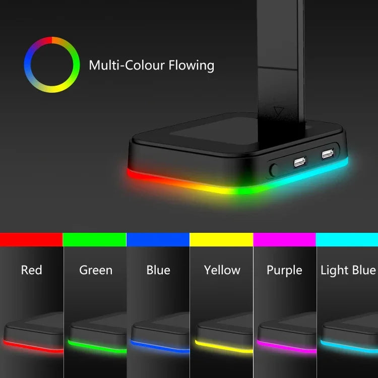 Giá đỡ tai nghe RGBD9 RGB đổi màu, giá đỡ tai nghe chơi game có cổng USB kép, RGBD9
