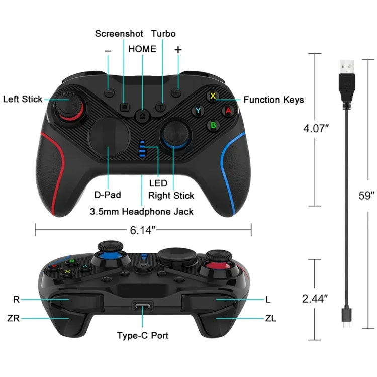 Tay cầm chơi game không dây có chức năng đánh thức cho Nintendo Switch/Android/IOS/PC, Kiểu dáng:, S818 Xanh lá đen