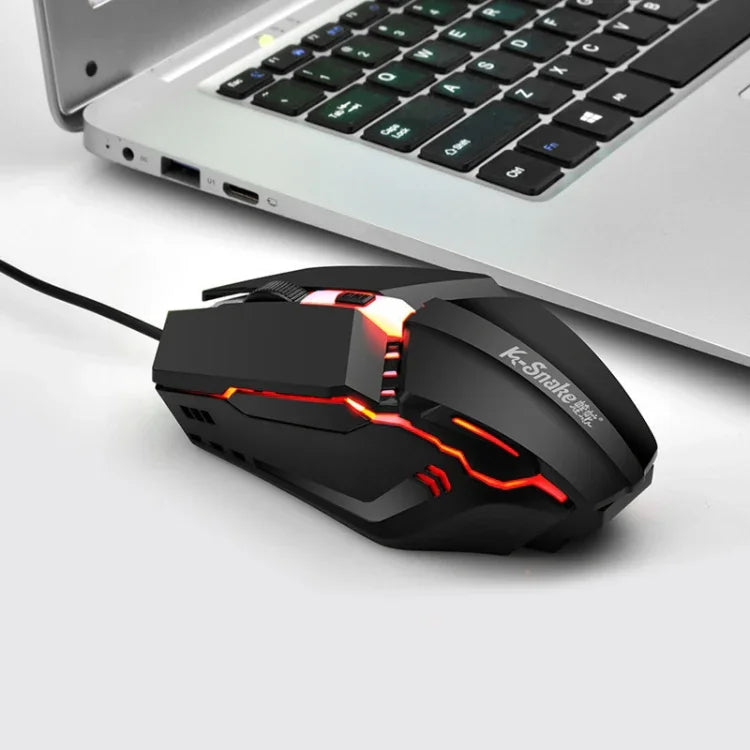 2 cái Chuột chơi game có dây K-Snake M11 4 phím 1600DPI phát sáng cho máy tính xách tay và máy tính để bàn, chiều dài cáp: 1,5m