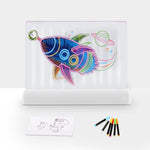 Bảng phát sáng 3D LED tranh phát quang, Bảng ghép hình graffiti cho trẻ em, Bảng ghi chú viết tay, Màu xám, Trắng, Xanh dương, Xanh lá, Hồng