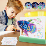 Bảng phát sáng 3D LED tranh phát quang, Bảng ghép hình graffiti cho trẻ em, Bảng ghi chú viết tay, Màu xám, Trắng, Xanh dương, Xanh lá, Hồng