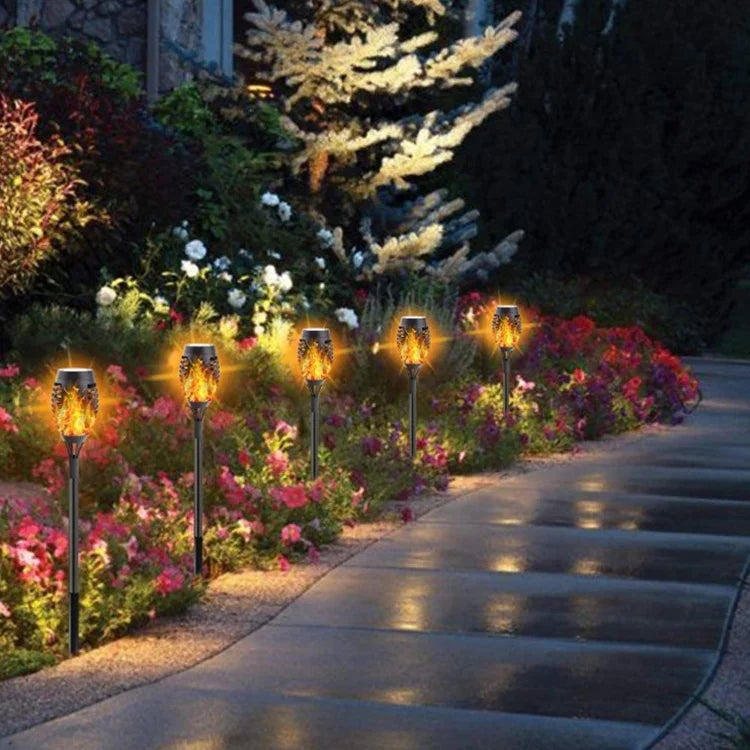 2 PCS Outdoor Courtyard Solar Flame Light Park Lawn Decoration Waterproof Landscape Light