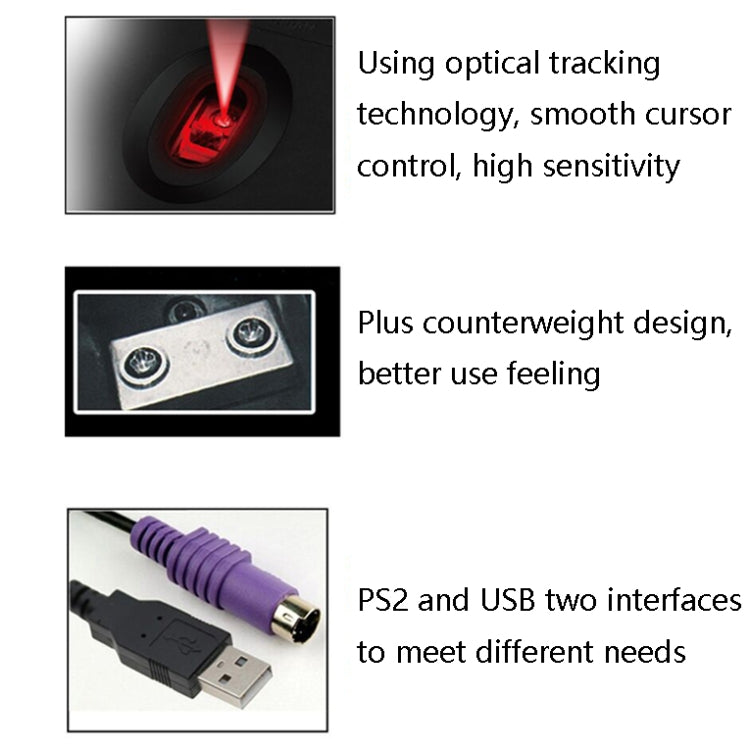 2 chiếc chuột có dây Cadeva 006 3 phím cho máy tính gia đình, giao diện USB, giao diện PS/2