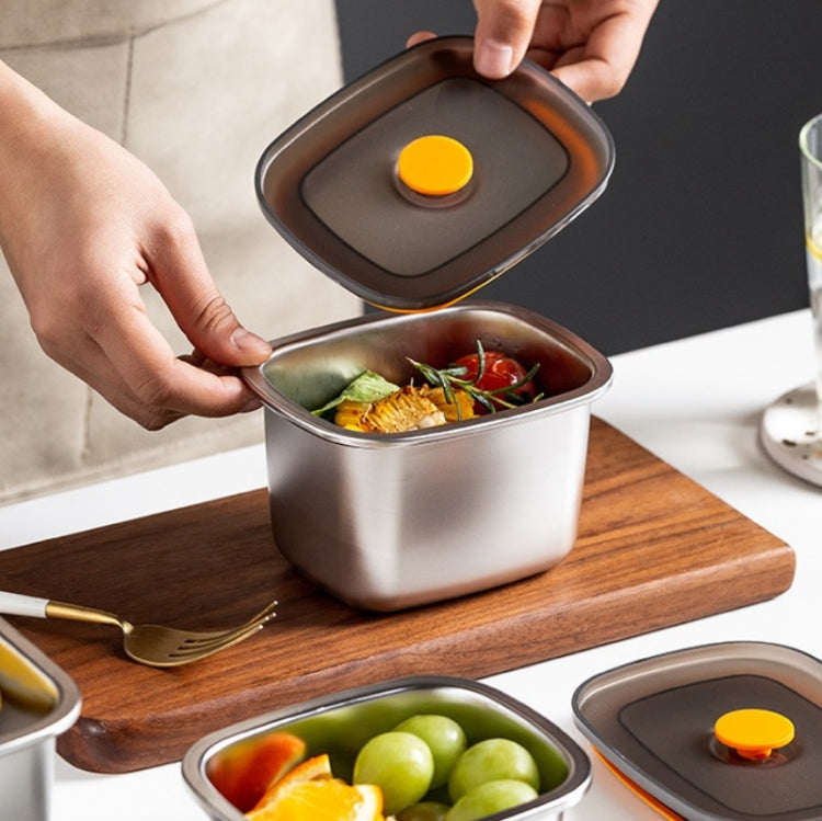 Hộp đựng thực phẩm tươi bảo quản trong tủ lạnh bằng thép không gỉ 304, hộp cơm kín, 250ml, 450ml, 600ml, 1000ml