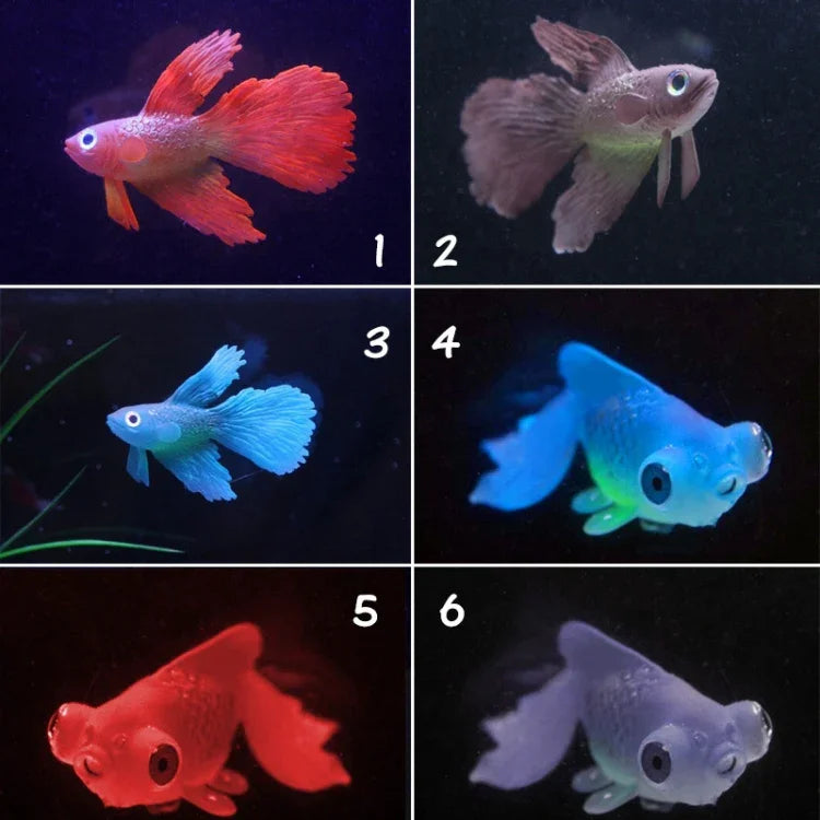 Đèn ngủ mô phỏng trang trí bể cá bằng silicone thân thiện môi trường, cá nhiều màu sắc, 1 cá Betta đỏ, 2 cá Betta nâu, 3 cá Betta xanh, 4 cá vàng xanh, 5 cá vàng đỏ, 6 cá vàng nâu