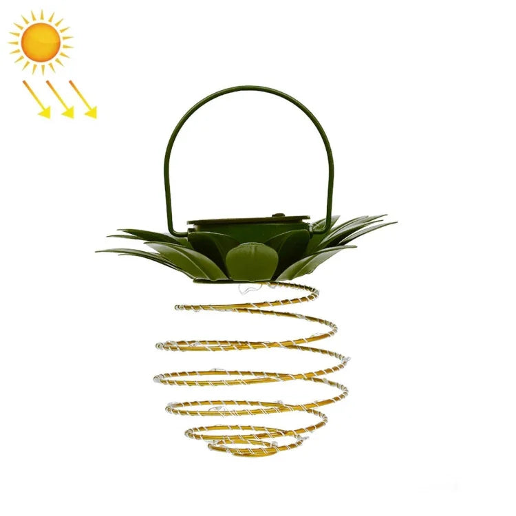 Đèn dứa năng lượng mặt trời đèn lồng sắt rèn dây đồng LED trang trí vườn ngoài trời chống nước, 24 LED, 60 LED
