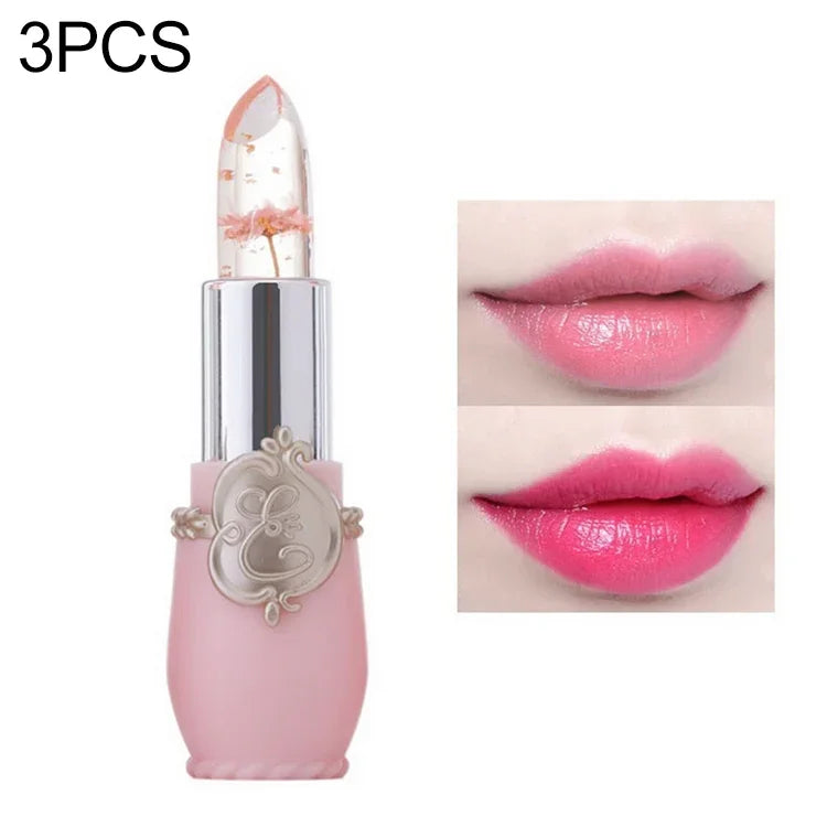 Son Dưỡng Môi Dạng Gel Thay Đổi Màu Trong Suốt Dưỡng Ẩm Hoa Lâu Trôi, hồng nhạt, đỏ hoa hồng, đỏ đậm, vàng, xanh nhạt, tím