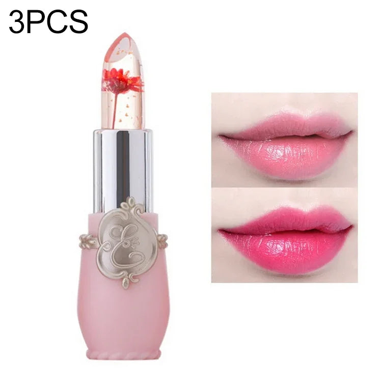 Son Dưỡng Môi Dạng Gel Thay Đổi Màu Trong Suốt Dưỡng Ẩm Hoa Lâu Trôi, hồng nhạt, đỏ hoa hồng, đỏ đậm, vàng, xanh nhạt, tím