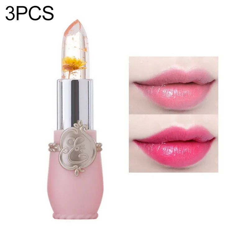 Son Dưỡng Môi Dạng Gel Thay Đổi Màu Trong Suốt Dưỡng Ẩm Hoa Lâu Trôi, hồng nhạt, đỏ hoa hồng, đỏ đậm, vàng, xanh nhạt, tím