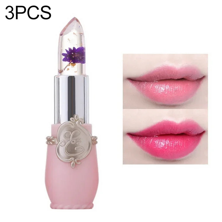 Son Dưỡng Môi Dạng Gel Thay Đổi Màu Trong Suốt Dưỡng Ẩm Hoa Lâu Trôi, hồng nhạt, đỏ hoa hồng, đỏ đậm, vàng, xanh nhạt, tím