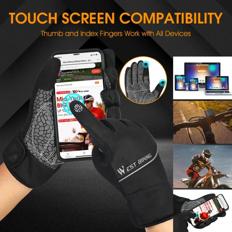 Găng tay trượt tuyết lông cừu ấm mùa đông WEST BIKING YP0211220 chống trượt silicon, M, L, XL