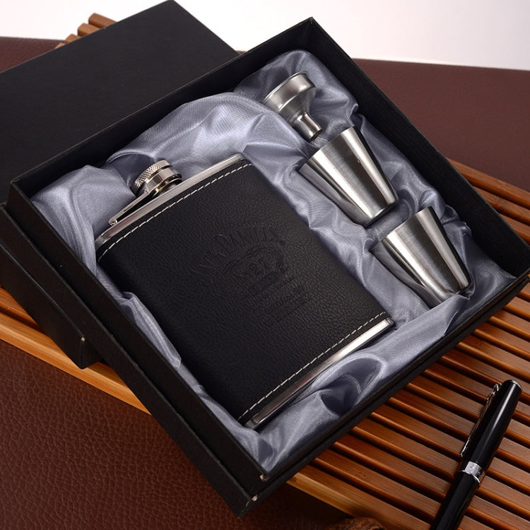 Bộ bình rượu inox di động kèm phễu ly rượu, kiểu dáng: 8OZ lõi vá Jack mới, 8OZ lõi vá Jack cũ, 8OZ lõi vá ông già, 8OZ lõi hoa văn vàng, 7OZ Jack xám da đen, 7OZ Jack xám da vàng ông già