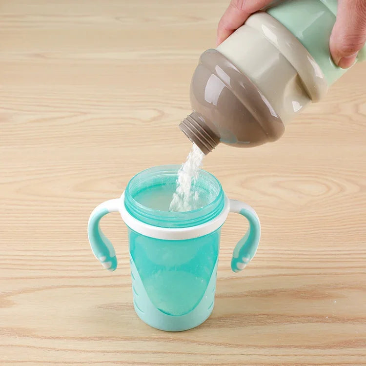 Hộp đựng thức ăn cho bé kiểu ếch 3 tầng, hộp bột sữa hoạt hình, màu xanh dương, xanh lá, tím