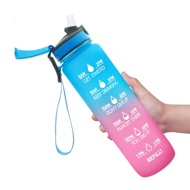 Cốc nhựa Tritan 1L màu chuyển sắc bình thể thao dung tích lớn ngoài trời, xanh dương hồng, vàng xanh tím, tím cam