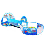 3 in 1 ZP01 Children Tent Play House Tunnel Foldable Shooting Ocean Ball Pool Toy, Blue Sea, Deep Sea