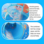 3 in 1 ZP01 Children Tent Play House Tunnel Foldable Shooting Ocean Ball Pool Toy, Blue Sea, Deep Sea