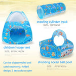 3 in 1 ZP01 Children Tent Play House Tunnel Foldable Shooting Ocean Ball Pool Toy, Blue Sea, Deep Sea