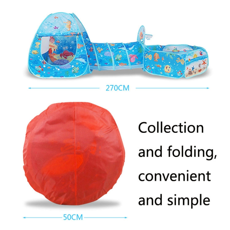 3 in 1 ZP01 Children Tent Play House Tunnel Foldable Shooting Ocean Ball Pool Toy, Blue Sea, Deep Sea
