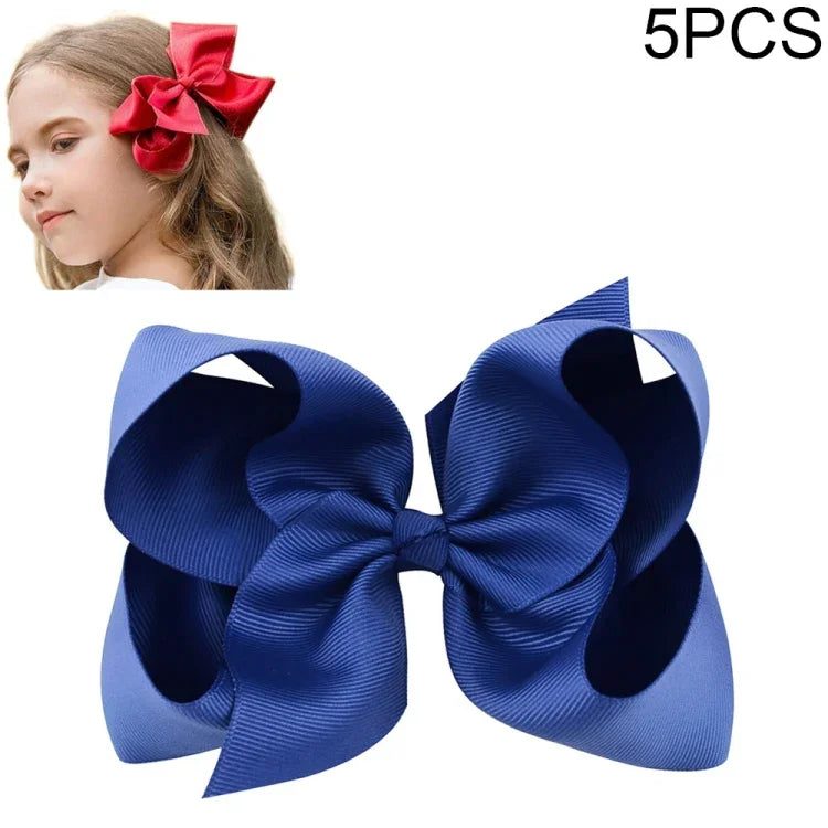 5 cái kẹp nơ ruy băng lớn màu sắc 6 inch cho bé gái