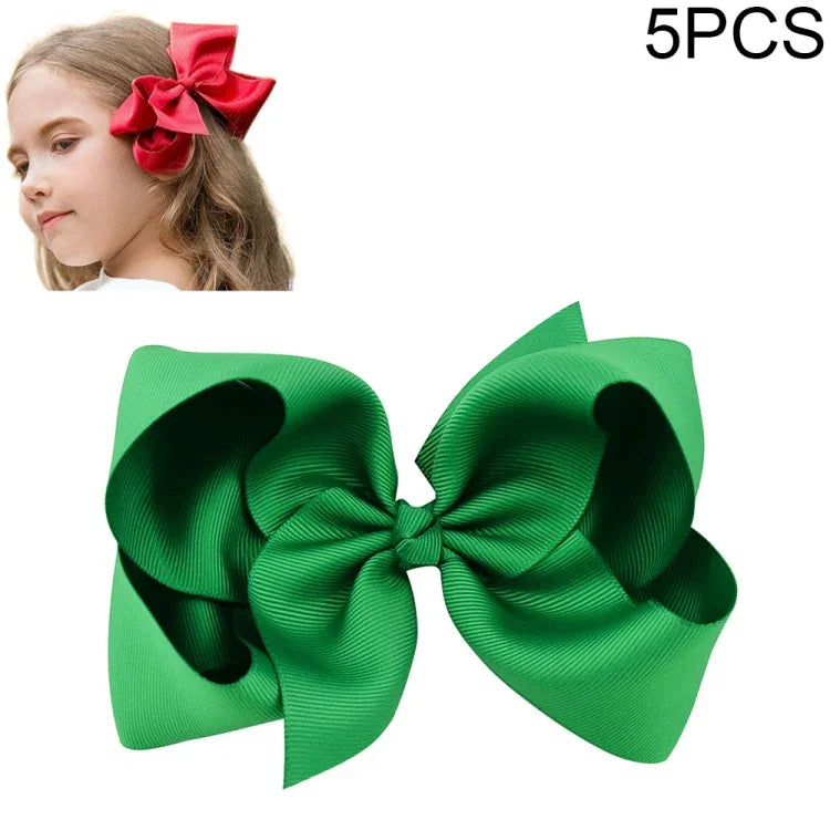 5 cái kẹp nơ ruy băng lớn màu sắc 6 inch cho bé gái