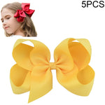 5 cái kẹp nơ ruy băng lớn màu sắc 6 inch cho bé gái
