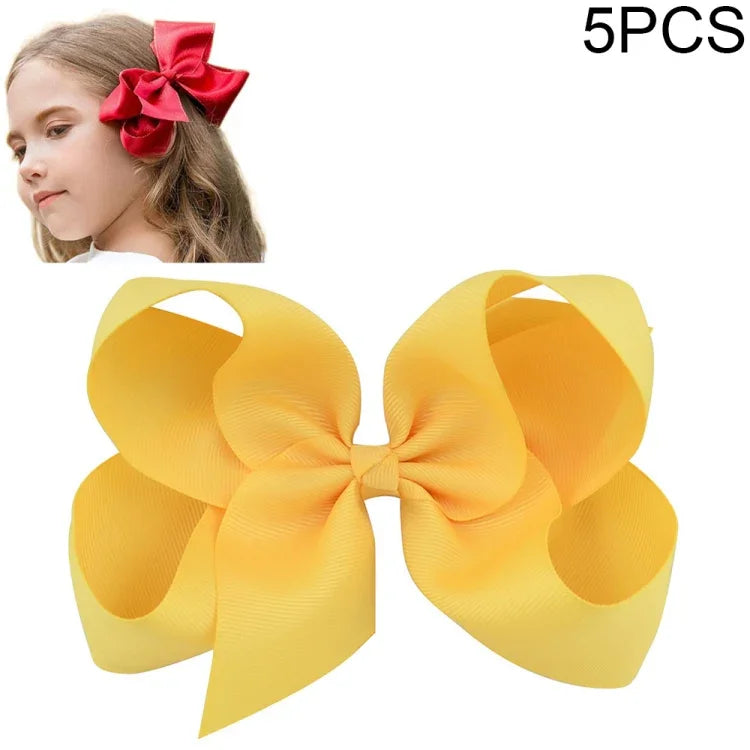 5 cái kẹp nơ ruy băng lớn màu sắc 6 inch cho bé gái