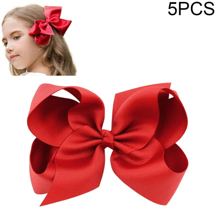 5 cái kẹp nơ ruy băng lớn màu sắc 6 inch cho bé gái