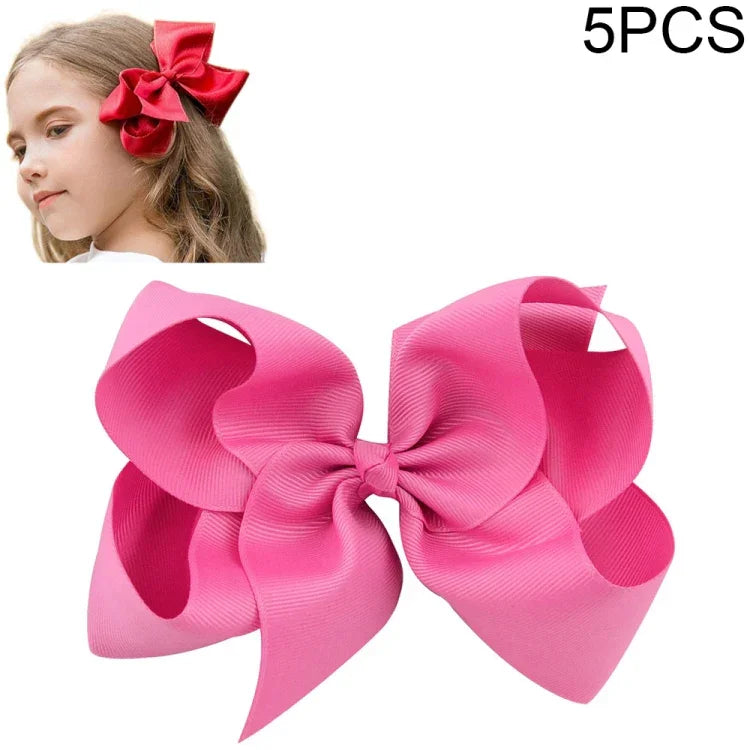 5 cái kẹp nơ ruy băng lớn màu sắc 6 inch cho bé gái