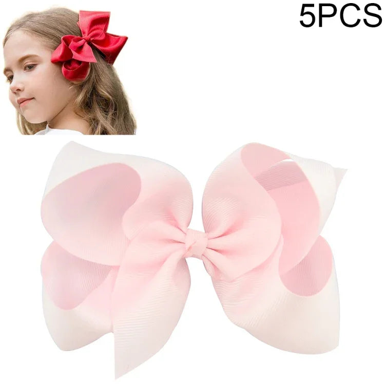 5 cái kẹp nơ ruy băng lớn màu sắc 6 inch cho bé gái
