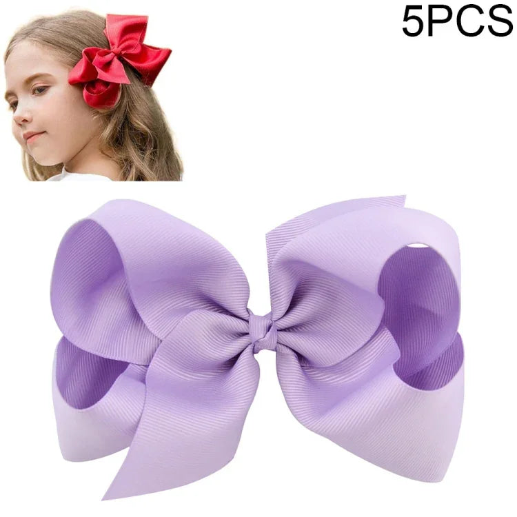 5 cái kẹp nơ ruy băng lớn màu sắc 6 inch cho bé gái