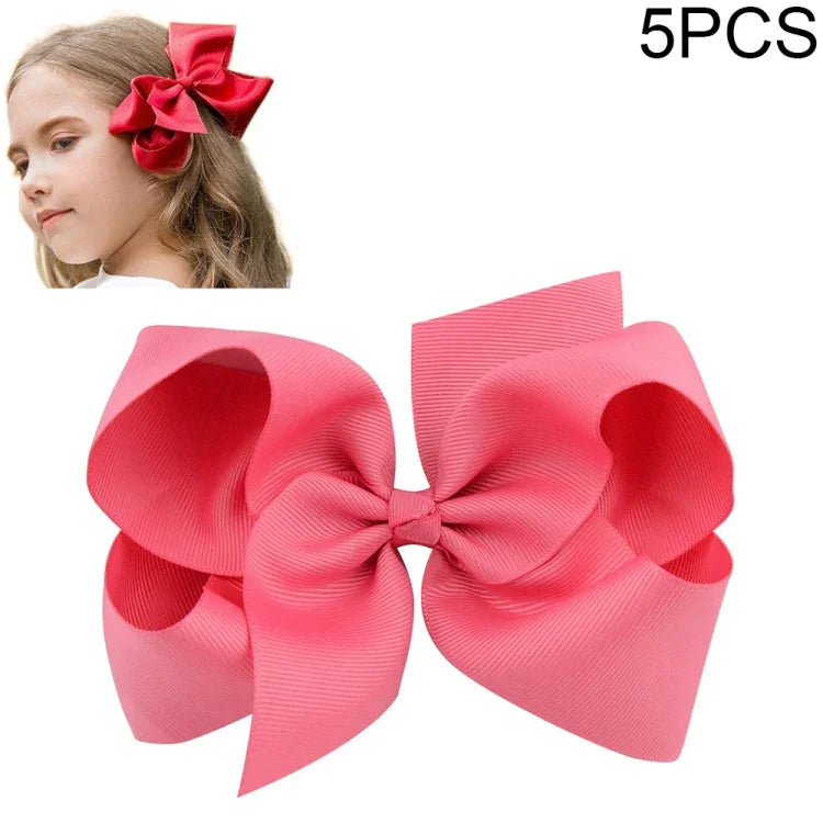 5 cái kẹp nơ ruy băng lớn màu sắc 6 inch cho bé gái