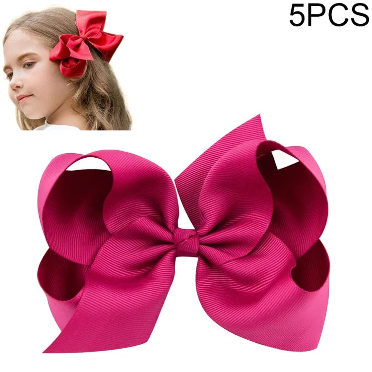 5 cái kẹp nơ ruy băng lớn màu sắc 6 inch cho bé gái