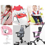 Dây an toàn ghế ăn xe đẩy cho bé loại năm điểm phiên bản A + dây cố định + đệm vai dày + bảo vệ háng lớn, đen, đỏ, hồng, xanh da trời, xám