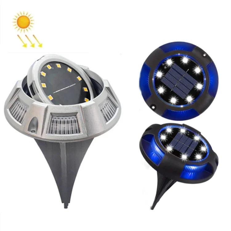 Đèn ngầm năng lượng mặt trời ngoài trời đèn cỏ xoay, thông số:, 12 LED ánh sáng trắng + xanh dương (vỏ nhôm), 12 LED ánh sáng ấm + xanh dương (vỏ nhôm), 12 LED ánh sáng trắng + màu (vỏ nhôm), 12 LED ánh sáng ấm + màu (vỏ nhôm)