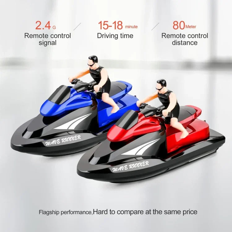 Mô hình thuyền mô tô điều khiển từ xa 2.4G tốc độ cao, Thuyền điện cao tốc đồ chơi nước cho trẻ em, Thông số kỹ thuật, Pin đơn (Đỏ), Pin đơn (Xanh dương)