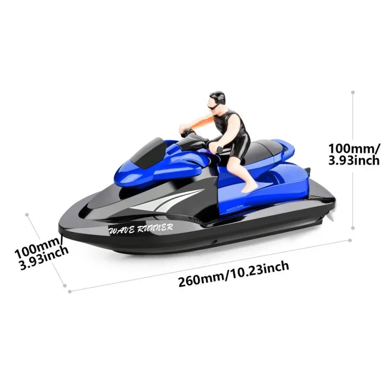 Mô hình thuyền mô tô điều khiển từ xa 2.4G tốc độ cao, Thuyền điện cao tốc đồ chơi nước cho trẻ em, Thông số kỹ thuật, Pin đơn (Đỏ), Pin đơn (Xanh dương)